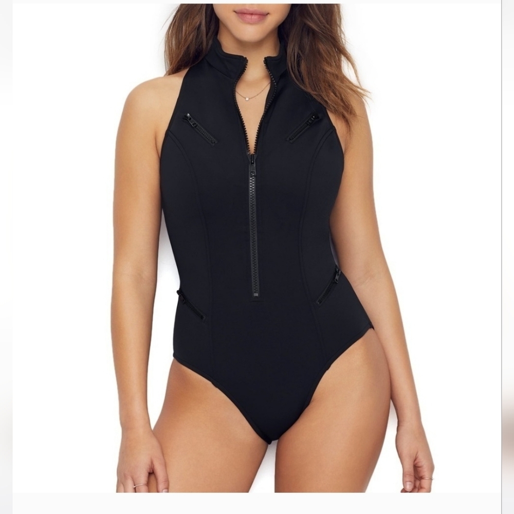 Magicsuit Black Zip-Front One Piece Swimsuit